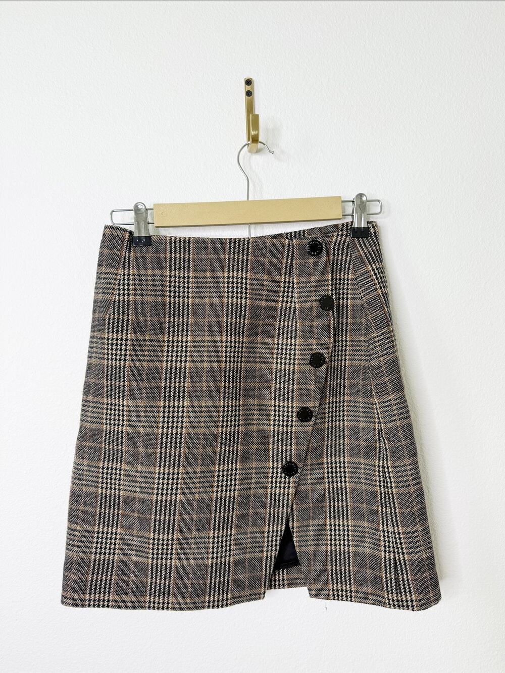 Sandro Nona Plaid Button Mini Skirt EU 1/Small